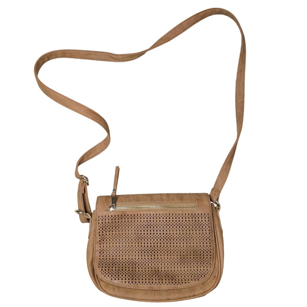 Mia‎ & Luca Tan Vegan Leather Crossbody Adjustable Flap Purse Handbag